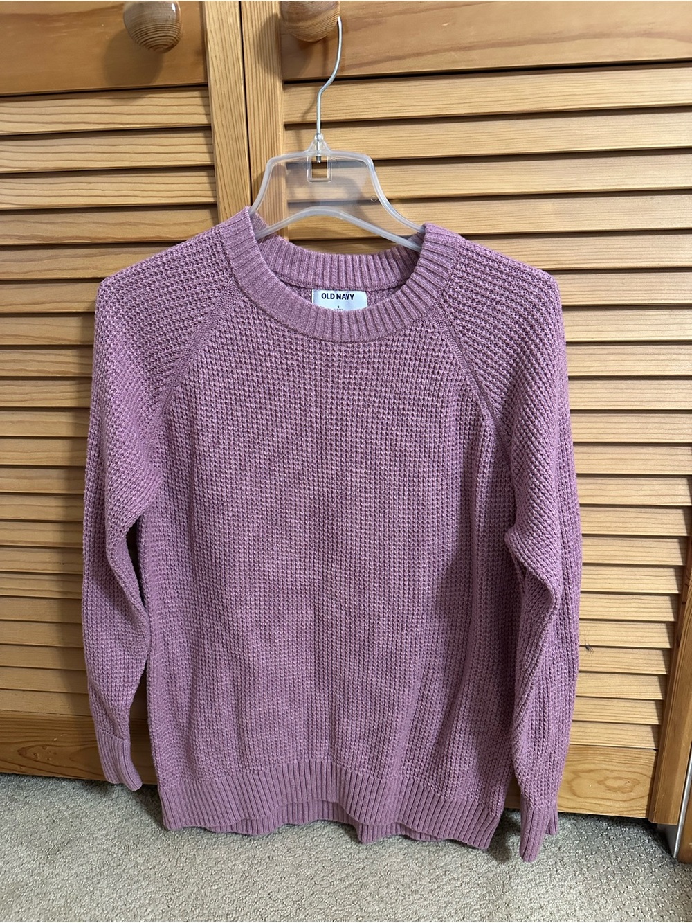 Old Navy Dusty Mauve Crewneck Waffle Knit Sweater